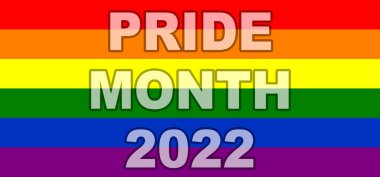 Onur Günü 2022. LGBT bayrağı. LGBT gurur bayrağı, lezbiyen, gey, biseksüel ve transgender LGBT örgütlerinin bayrağını içerir. Üç boyutlu illüstrasyon. Uluslararası LGBT Onur Günü.