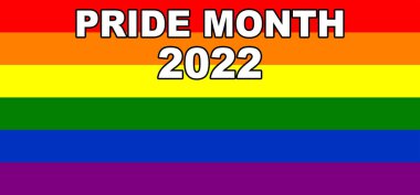 Onur Günü 2022. LGBT bayrağı. LGBT gurur bayrağı, lezbiyen, gey, biseksüel ve transgender LGBT örgütlerinin bayrağını içerir. Üç boyutlu illüstrasyon. Uluslararası LGBT Onur Günü.