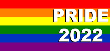 Onur Günü 2022. LGBT bayrağı. LGBT gurur bayrağı, lezbiyen, gey, biseksüel ve transgender LGBT örgütlerinin bayrağını içerir. Üç boyutlu illüstrasyon. Uluslararası LGBT Onur Günü.