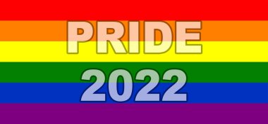Onur Günü 2022. LGBT bayrağı. LGBT gurur bayrağı, lezbiyen, gey, biseksüel ve transgender LGBT örgütlerinin bayrağını içerir. Üç boyutlu illüstrasyon. Uluslararası LGBT Onur Günü.