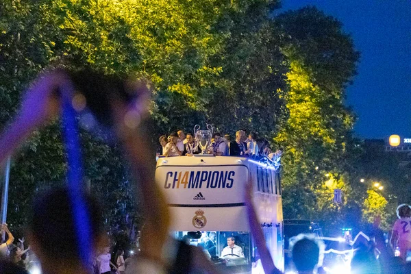 Celebração Real Madrid Longo Paseo Castellano Direcção Estádio Santiago Bernabu — Fotografia de Stock