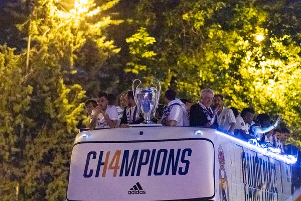 Real Madrid Ünneplése Paseo Castellano Mentén Madridi Santiago Bernabu Stadion — Stock Fotó