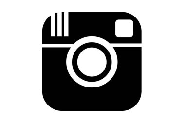 Instagram. Instagram sosyal ağ logosu beyaz arka planda siyah olarak tasarlandı. Sosyal ağ. Resimli tasarım. İllüzyon. Yatay illüstrasyon.