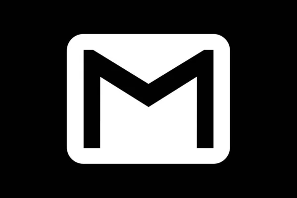 Enveloppe Gmail Logo Réseau Social Gmail Blanc Sur Fond Noir — Photo