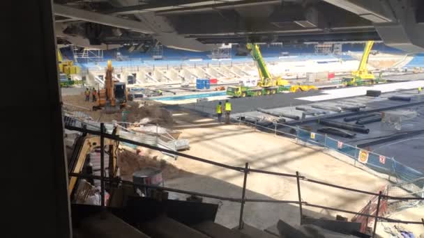 Santiago Bernabeu Interiér Stadionu Santiago Bernabu Plném Provozu Rekonstrukce Místa — Stock video