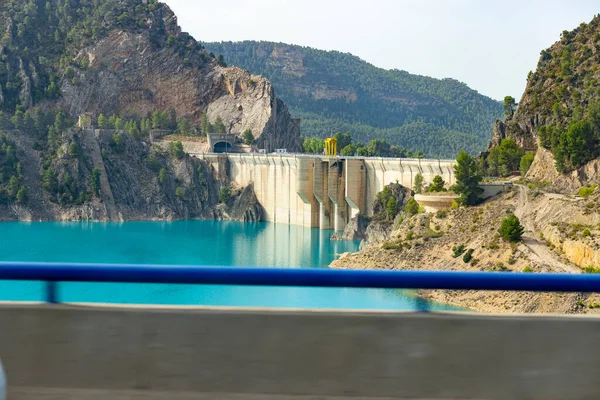 Swamp Reservoir Reservoir Filled Blue Colored Water Dam Located Border — Fotografia de Stock