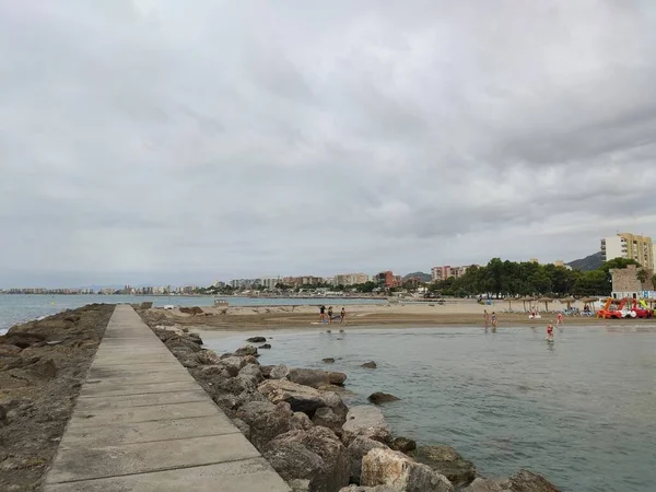 Sea Beach Storm Stormy Sky Sky Covered Gray Clouds Next —  Fotos de Stock