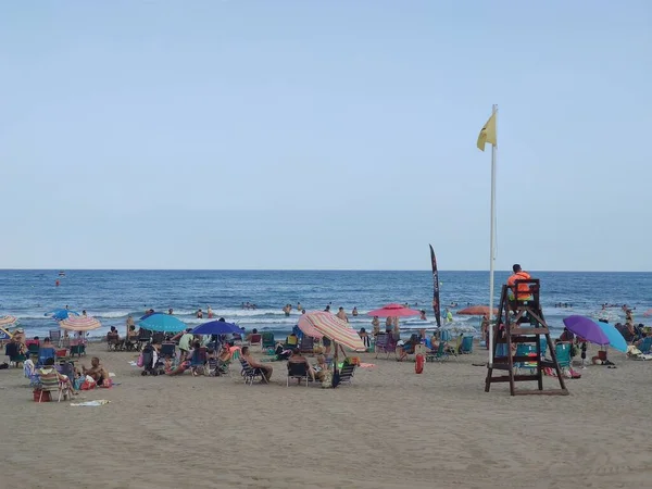 Yellow Flag Beach Yellow Flag Careful Shore Beach Mediterranean Sea — Photo