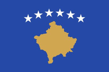Kosovo. Flag of Kosovo. Horizontal design. llustration of the flag of Kosovo. Horizontal design. Abstract design. Illustration. Map.