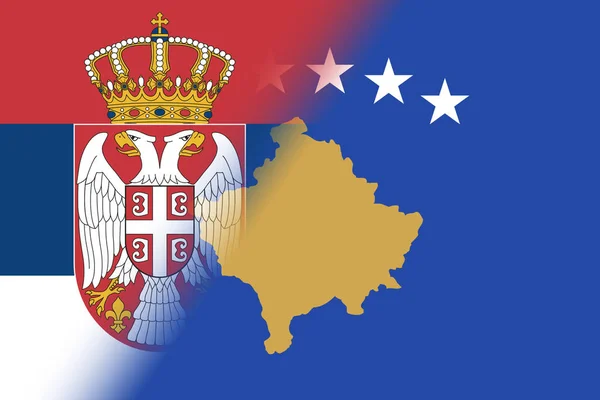 Kosovo Servië Conflict Tussen Kosovo Het Servische Oorlogsconcept Kosovo Vlag — Stockfoto