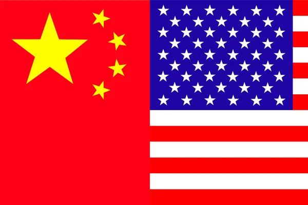China Flag Usa Flag Conflict Usa People Republic China War — Fotografia de Stock