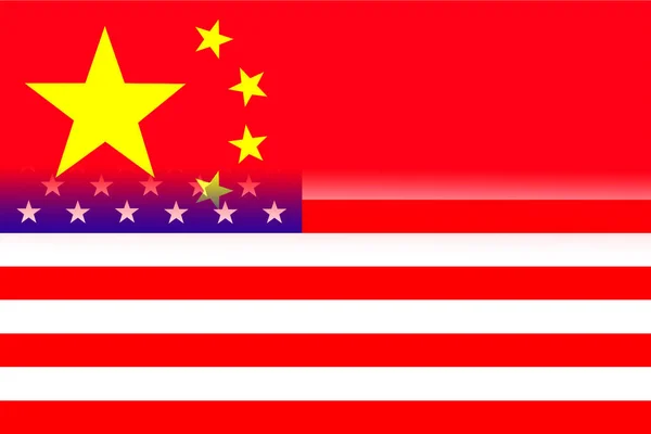 China Flag Usa Flag Conflict Usa People Republic China War — Stockfoto