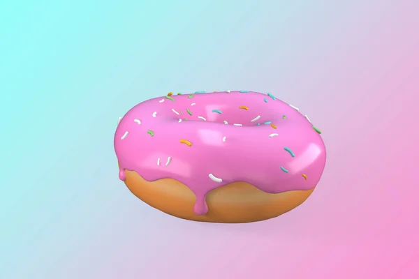 Donut Design Donut Colorful Gradient Background Fresh Sweet Donuts Motion — Stok fotoğraf
