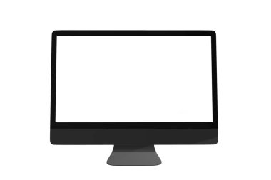Screen. Monitor. Realistic computer display mockup with blank screen. Background with gradient color. Front view of the device. Space to write. 3D illustration. Computer screen illustration.