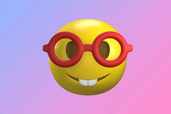 Emoji. Emoticons. 3D rendering of emoji isolated on a gradient background. Space to write. Illustration. 3D illustration. Isolated background. Ready for your mockup design template. Animated cartoon.