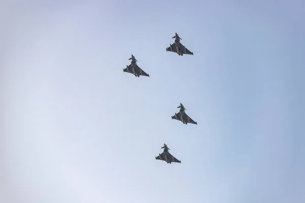 Полювання Літак Військова Машина Іспанські Впс Репетирують Національного Дня Жовтня — стокове фото