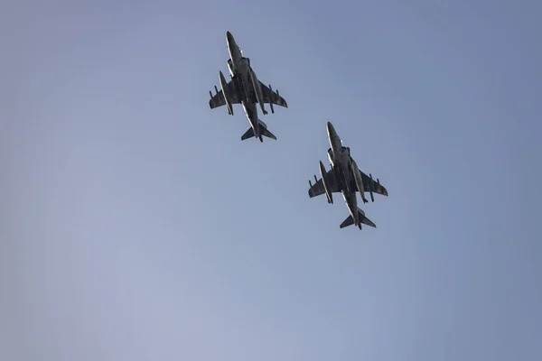 Jagd Flugzeug Militärfahrzeug Die Spanische Luftwaffe Probt Für Den Nationalfeiertag — Stockfoto