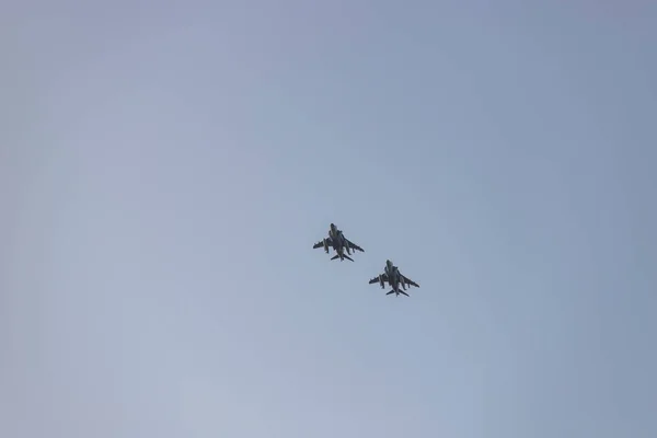 Jacht Vliegtuig Militair Voertuig Spaanse Luchtmacht Repeteren Voor Nationale Dag — Stockfoto