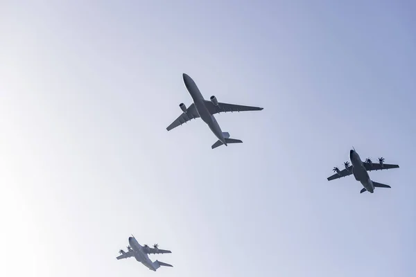 Jacht Vliegtuig Militair Voertuig Spaanse Luchtmacht Repeteren Voor Nationale Dag — Stockfoto