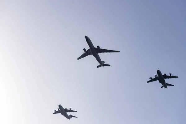 Jacht Vliegtuig Militair Voertuig Spaanse Luchtmacht Repeteren Voor Nationale Dag — Stockfoto