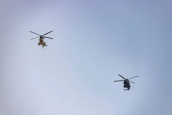 Ελικόπτερο Ισπανική Πολεμική Αεροπορία Κάνει Πρόβες Για Την Εθνική Ημέρα — Φωτογραφία Αρχείου