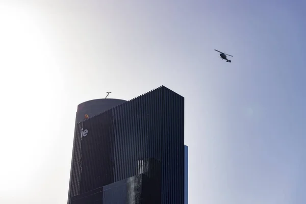 Helikoptéra Španělské Letectvo Nacvičuje Národní Den Října Ulicích Madridu Madrid — Stock fotografie