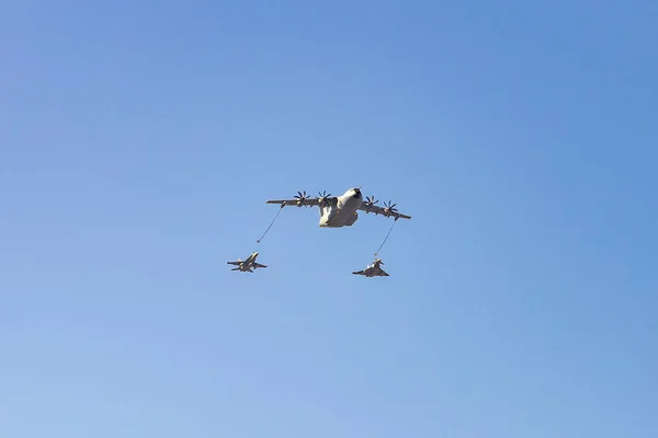 Repülőgép Vadászni Vadászat Katonai Jármű Spanyol Légierő Napján Nemzeti Ünnep — Stock Fotó