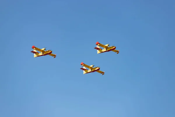 Vandflyvemaskine Flyet Militærbil Spansk Luftvåben Dagen Den Nationale Ferie Den - Stock-foto