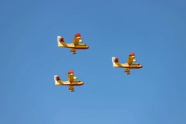 Wasserflugzeug Flugzeug Militärfahrzeug Spanische Luftwaffe Tag Des Nationalfeiertags Oktober Über — Stockfoto