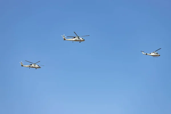 Hélicoptère Avion Véhicule Militaire Force Aérienne Espagnole Jour Fête Nationale — Photo