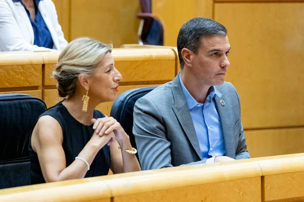 Pedro Snchez Prez Castejn Und Yolanda Daz Präsident Der Spanischen — Stockfoto