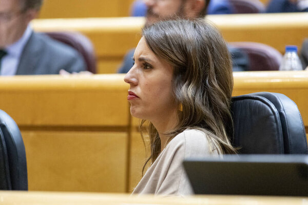 Irene Montero Gil. Minister of Equality in the Senate of Madrid. MADRID, SPAIN - OCTOBER 18, 2022.