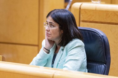 Carolina Darias San Sebastian. Sağlık Bakanı. İspanya Senatosu 'nda. MADRİD, İSPAN - 18 EKİM 2022.