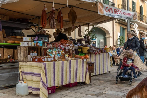 Santanyi Espanha Dezembro 2021 Mercado Rua Semanal Cidade Maiorca Santanyi — Fotografia de Stock