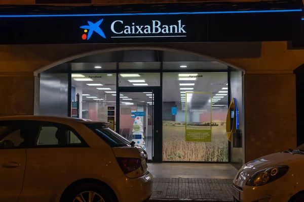Campos España Diciembre 2021 Oficina Cajero Automático Compañía Bancaria Caixabank — Foto de Stock