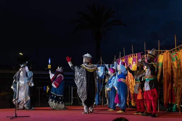 Palma Mallorca Spain January 2022 Cavalcade Three Wise Men East — стоковое фото