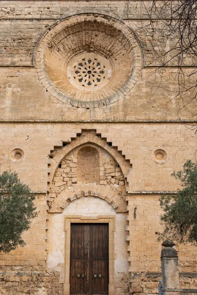 Main Facade Parish Church Sant Pere Located Majorcan Town Petra — стоковое фото