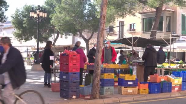 Campos Spain January 2022 Weekly Street Market Majorcan Town Campos — Wideo stockowe