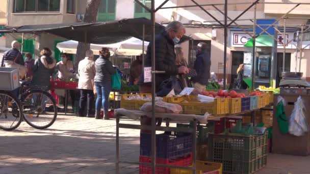 Campos Spain January 2022 Weekly Street Market Majorcan Town Campos — Vídeo de stock