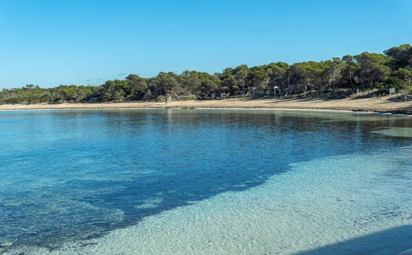 Algemeen Zicht Het Strand Van Estanys Mallorcaanse Toeristische Plaats Colonia — Stockfoto