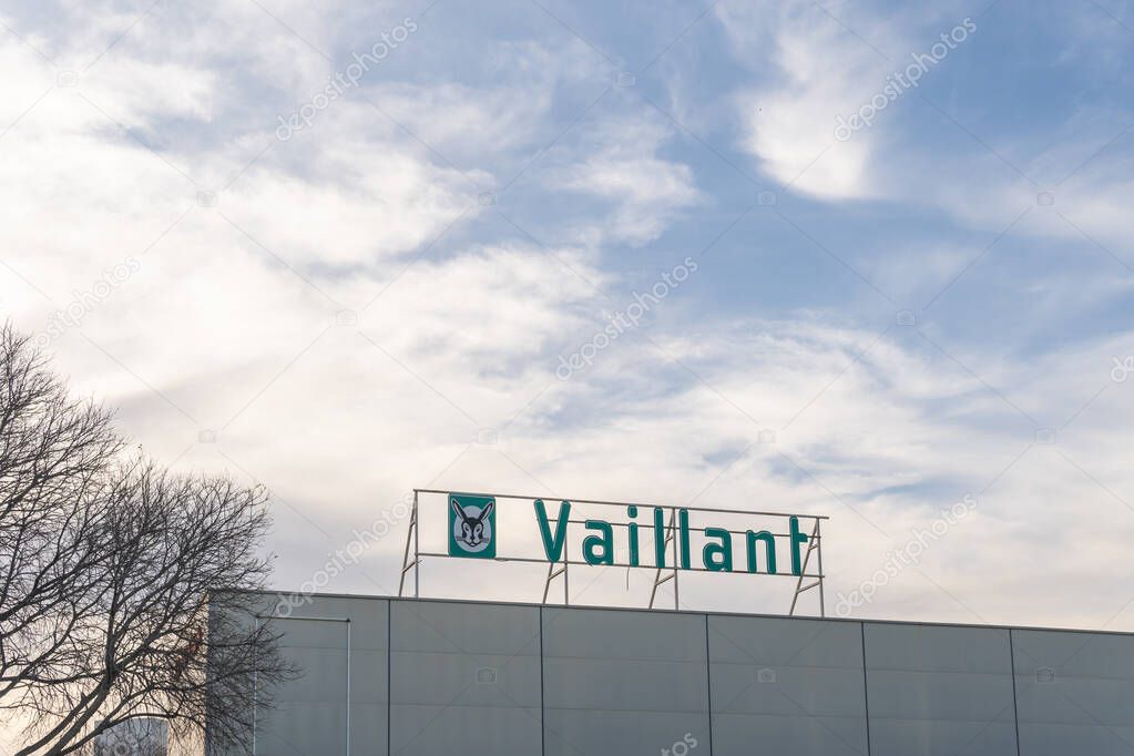 Palma de Mallorca, Spain; april 08 2022: Main facade of the multinational boiler company Vaillant. Palma de Mallorca, Spain