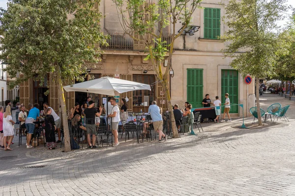 Porreres Espagne Juin 2022 Terrasse Une Cafétéria Avec Des Clients — Photo