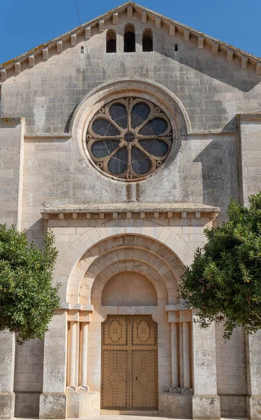 Główna Fasada Kościoła Parafialnego Majorki Calonge Zachodzie Słońca Słoneczny Letni — Zdjęcie stockowe
