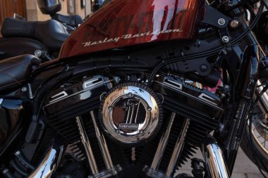 Santanyi, Spain; july 30 2022: Exhibition of Harley-Davidson classic motorcycles in the Majorcan town of Santanyi, Spain