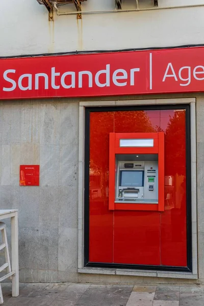 Arta Spain August 2022 Close Atm Santander Banking Company Mallorcan —  Fotos de Stock
