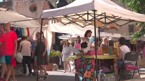 Santanyi Spain July 2022 Weekly Street Market Majorcan Town Santanyi — 图库视频影像