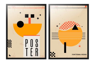 Bauhaus geometrik poster koleksiyonu, göz konsepti ile modern kolaj örtüsü, A4 duvarı için dekorasyon.