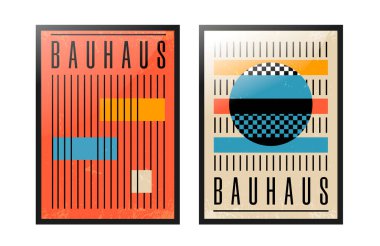 Bauhaus geometrik poster koleksiyonu, göz konsepti ile modern kolaj örtüsü, A4 duvarı için dekorasyon.