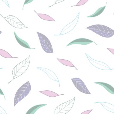 White with Pastel Modern Gum Leaves seamless pattern design