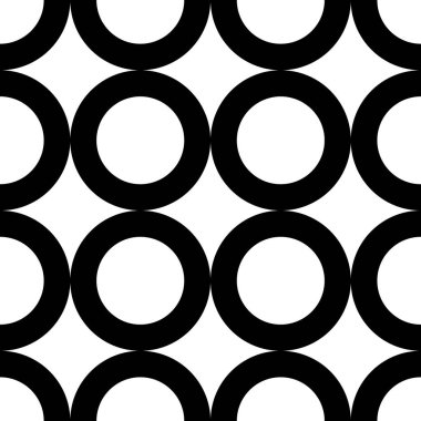 Black and White Donut Shape Geometric Seamless Pattern Background